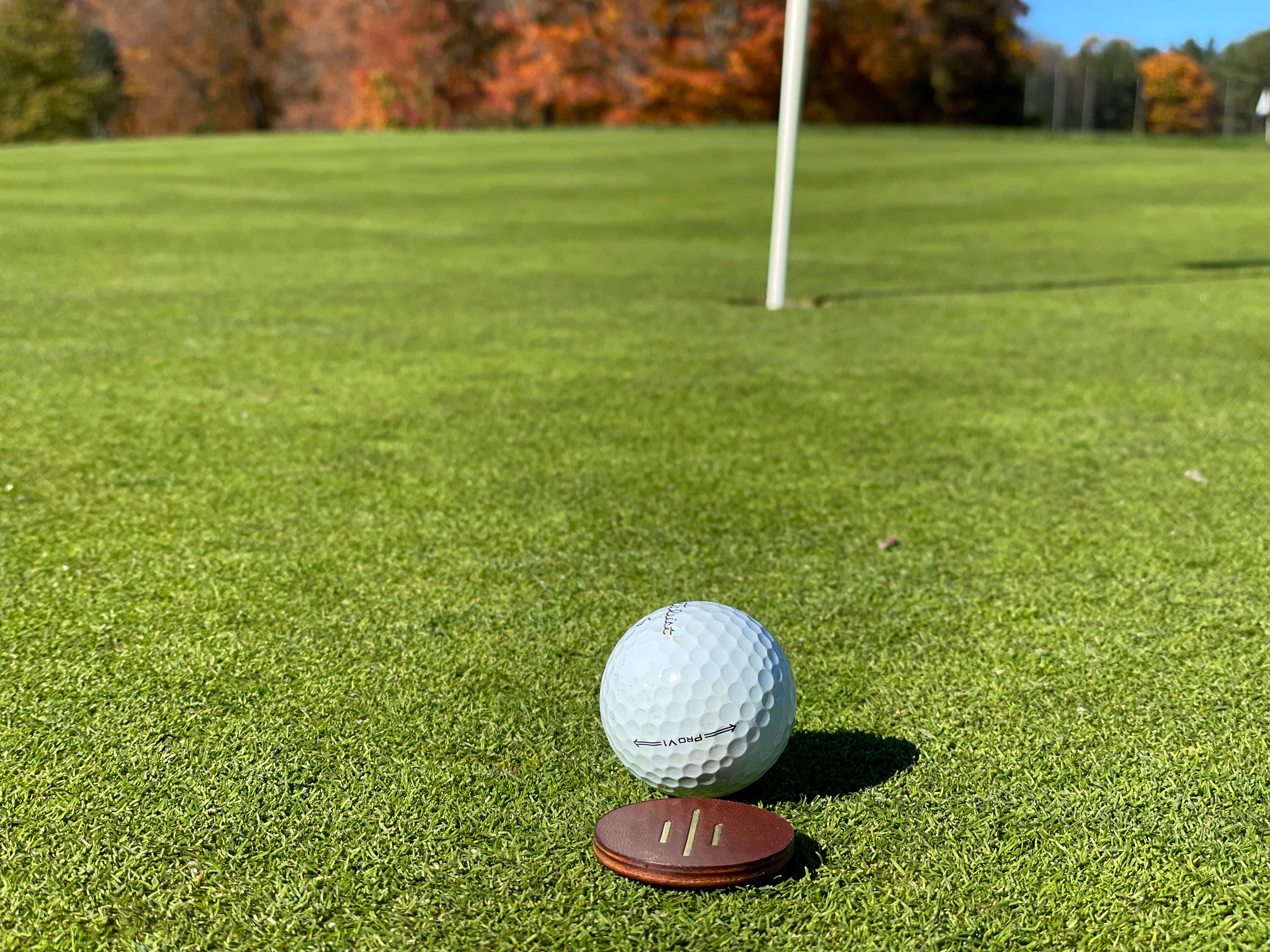 Chestnut Brown Leather Ball Marker