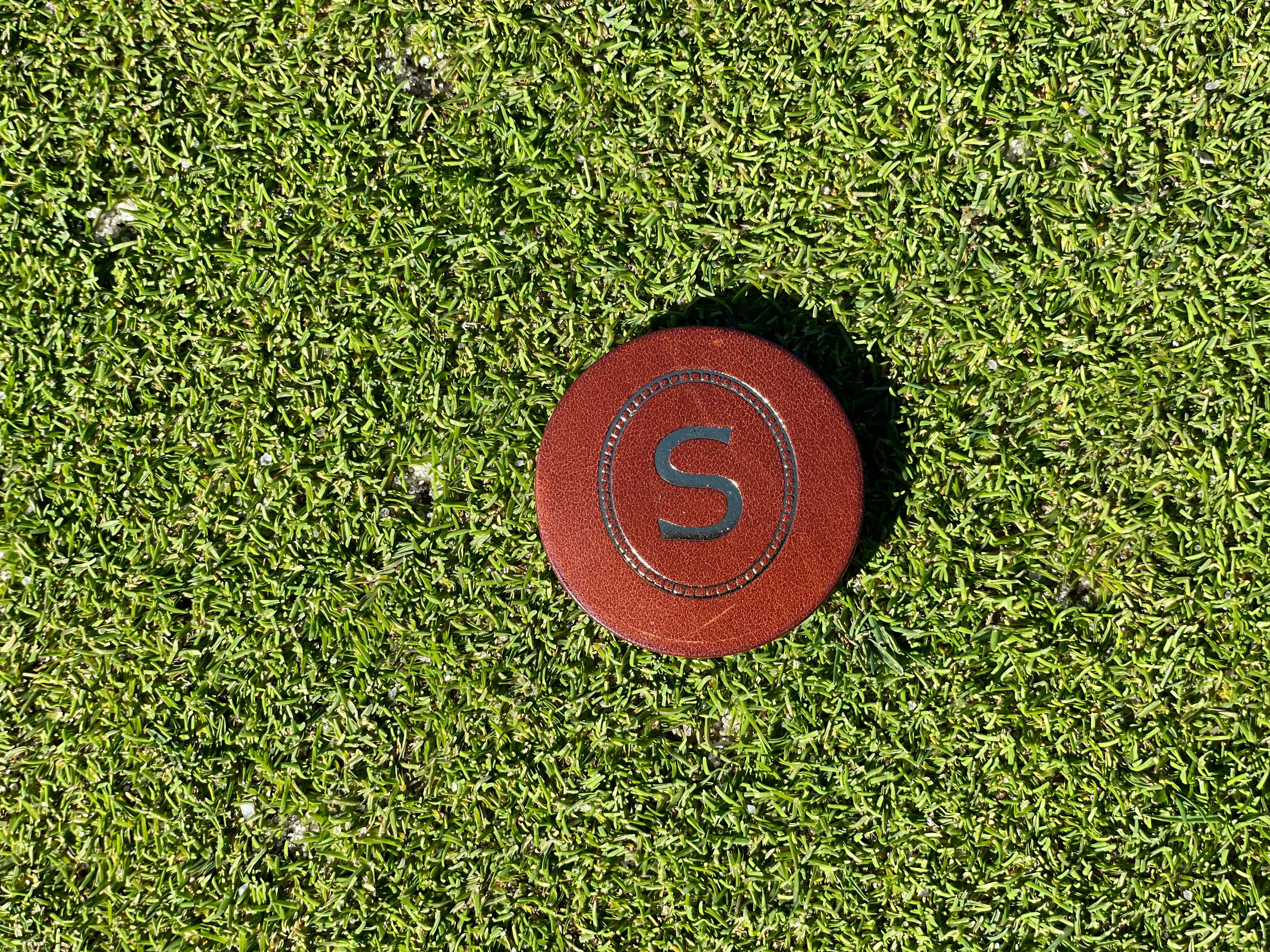 Chestnut Brown Leather Ball Marker